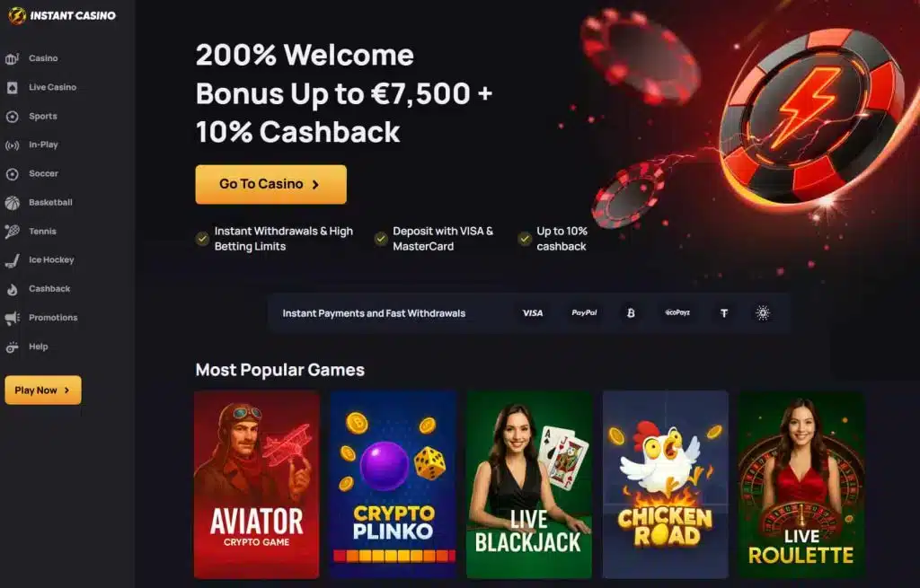 review over uitbetalingssnelheid van instant casino zonder cruks